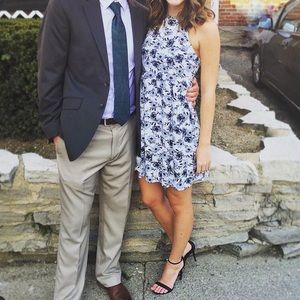 Blue and White Floral Mini Dress